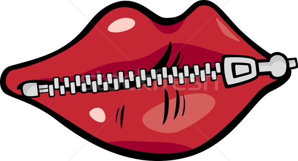 zipped lips cartoon illustration Stock photo © izakowski