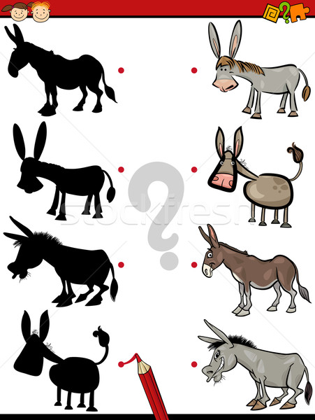 Sombra jogo burro desenho animado ilustração educação Foto stock © izakowski