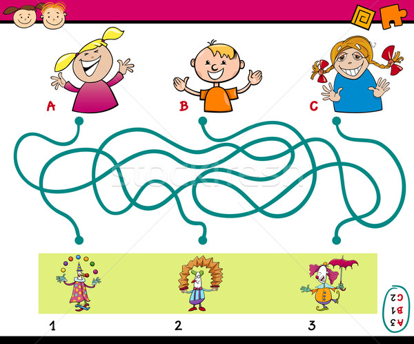 Labirinto puzzle compito ragazzi cartoon illustrazione Foto d'archivio © izakowski