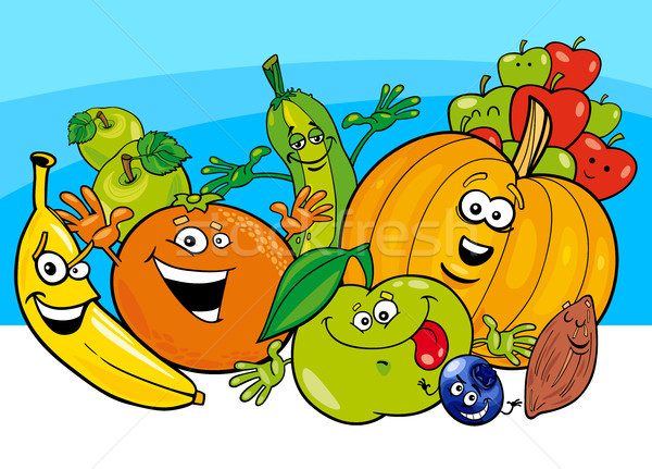 cartoon vegetable and fruit characters Stock photo © izakowski