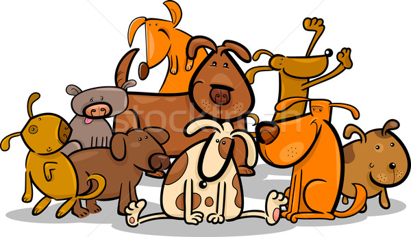 Stock foto: Karikatur · Gruppe · cute · Hunde · Illustration · Welpen