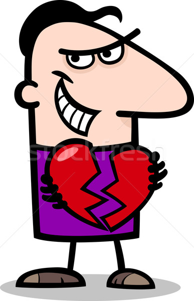 man breaking heart cartoon illustration Stock photo © izakowski