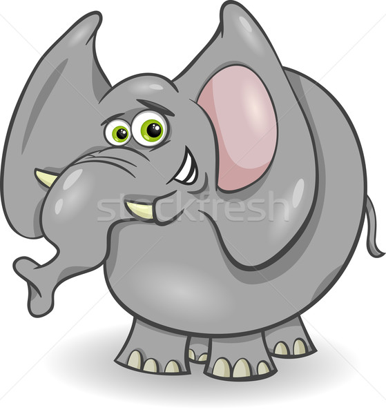 Foto d'archivio: Cute · elefante · cartoon · illustrazione · grigio · elefante · africano