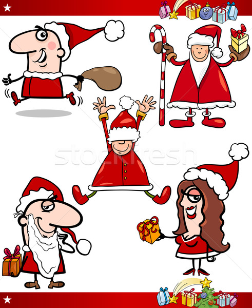 Santa and Christmas Themes Cartoon Set Stock photo © izakowski