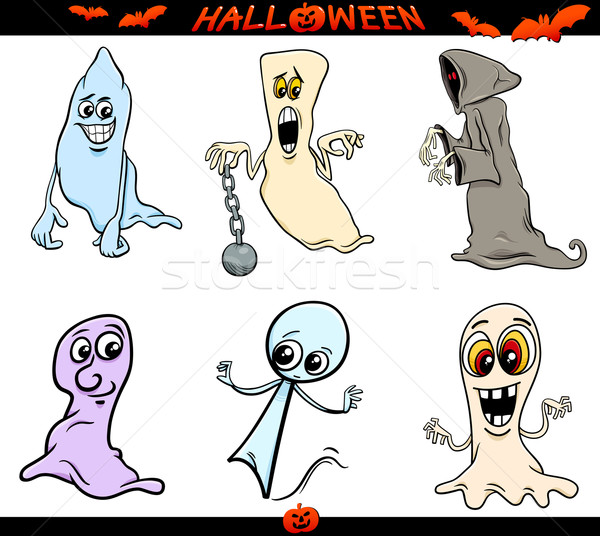 halloween ghosts cartoon set Stock photo © izakowski