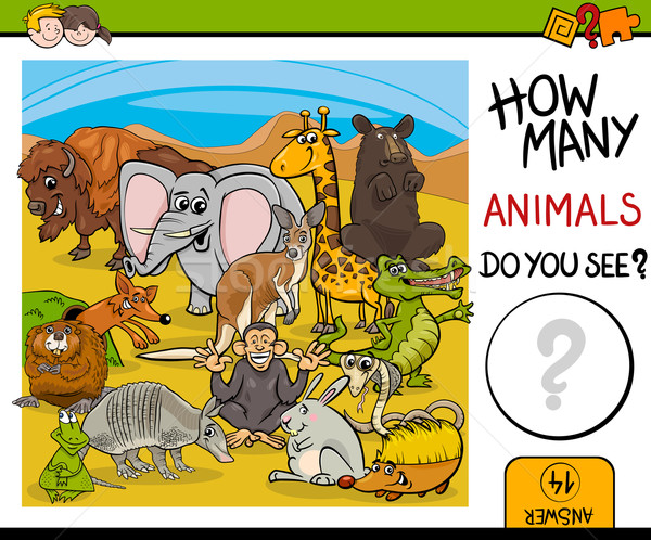 count animals activity for kids Stock photo © izakowski