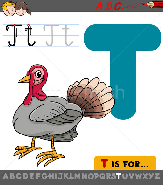 letter t with cartoon turkey Stock photo © izakowski