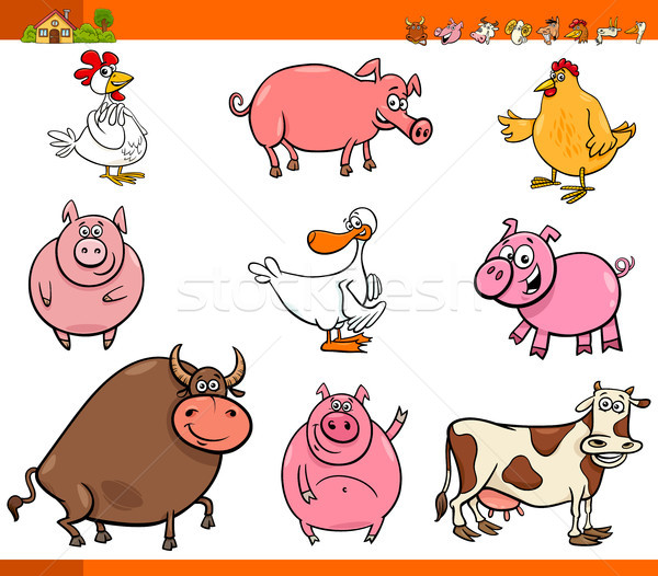 cartoon farm animal characters collection Stock photo © izakowski