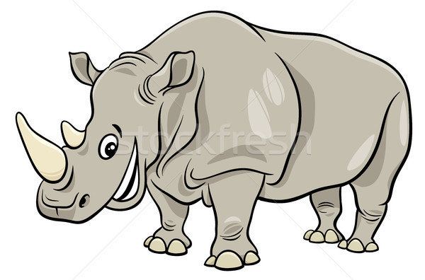 Drôle rhinocéros animaux cartoon illustration [[stock_photo]] © izakowski