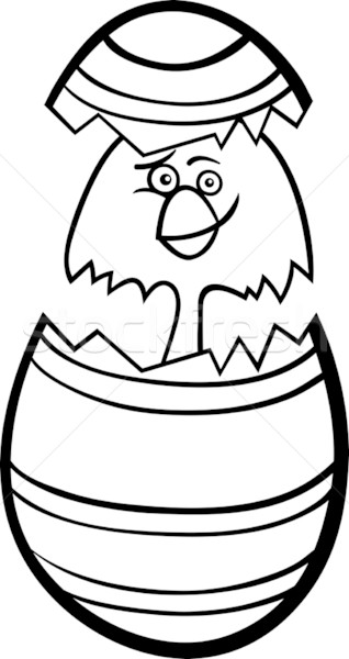 Chick easter egg cartoon bianco nero illustrazione divertente Foto d'archivio © izakowski