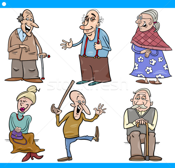 seniors people set cartoon illustration Stock photo © izakowski