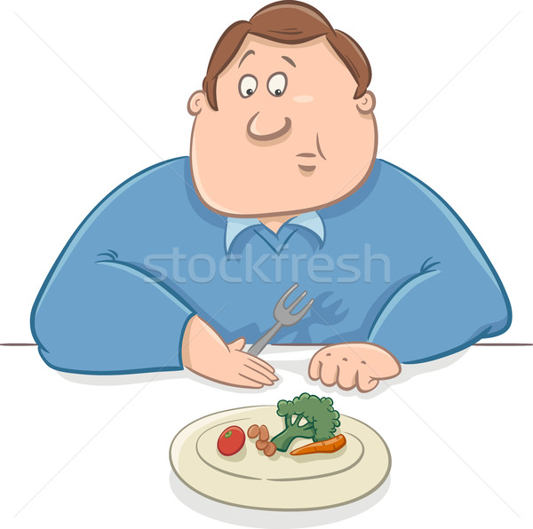 Traurig Mann Ernährung Karikatur witzig Illustration Stock foto © izakowski