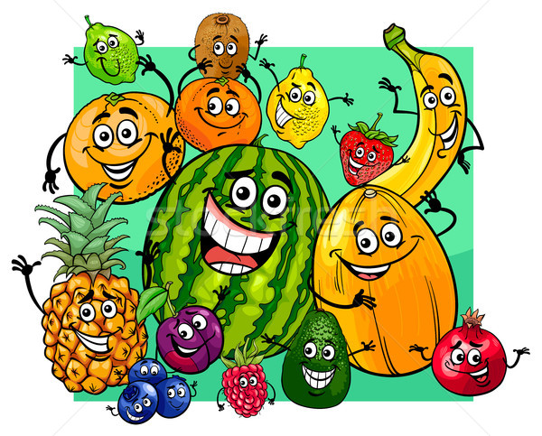 cute fruit characters group cartoon Stock photo © izakowski