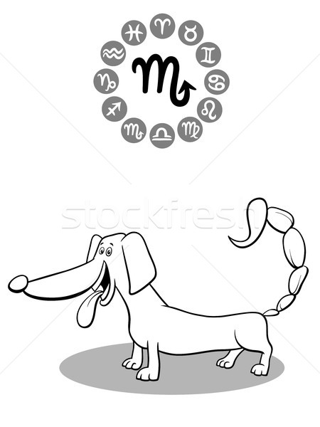 cartoon dog as Scorpio Zodiac sign Stock photo © izakowski