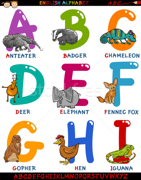 Desen Animat Engleză Alfabet Animale Ilustrare Colorat