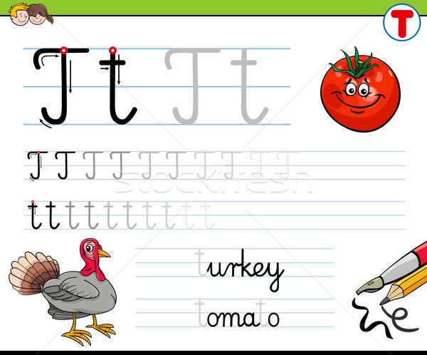 How To Write Letter T Worksheet For Kids Vector Illustration C Igor