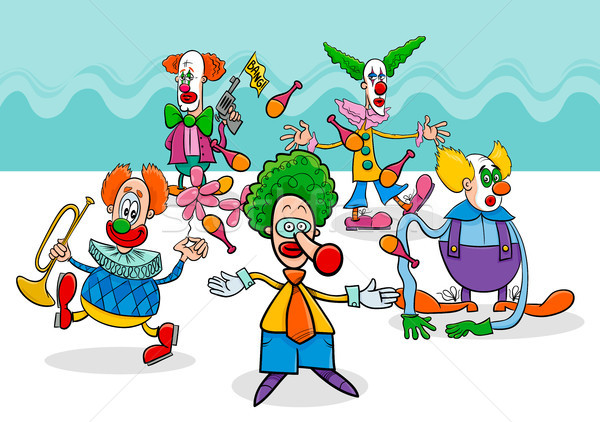circus clowns cartoon characters group Stock photo © izakowski