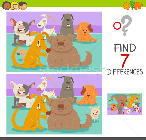 differences game with dog or puppy characters Stock photo © izakowski