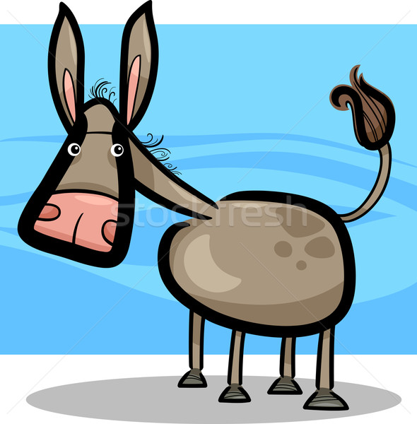 cartoon illustration of cute donkey Stock photo © izakowski