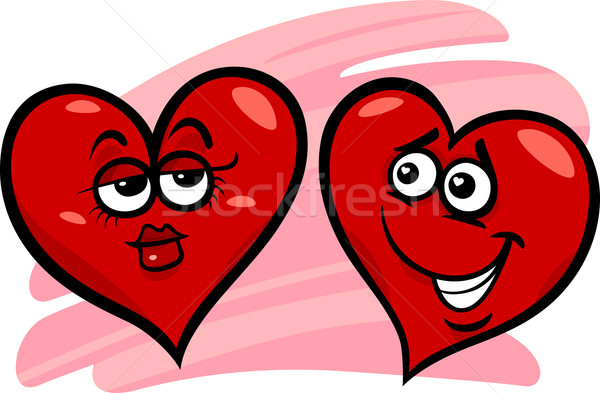 hearts in love cartoon illustration Stock photo © izakowski