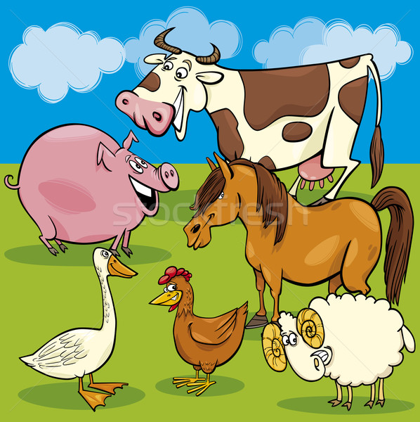 Cartoon animaux de la ferme groupe illustration drôle [[stock_photo]] © izakowski