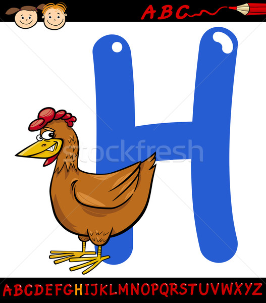 Lettre h poule cartoon illustration alphabet [[stock_photo]] © izakowski