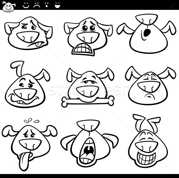 dog emoticons cartoon coloring page Stock photo © izakowski