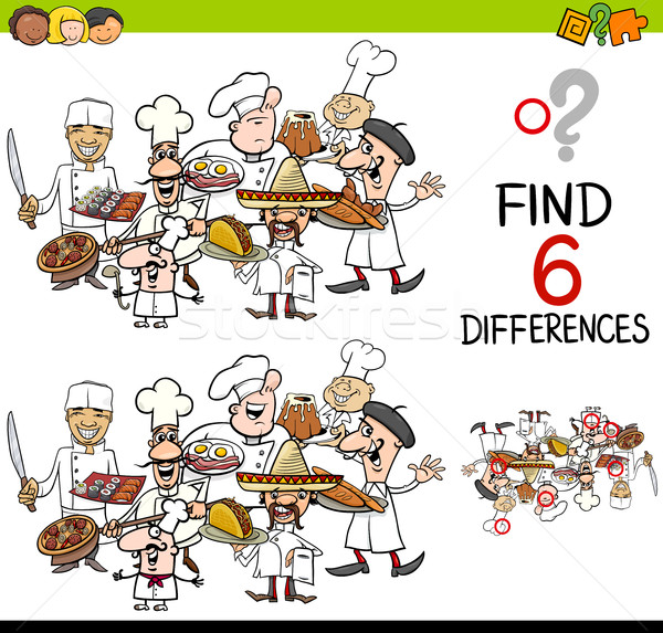 Différence jeu chefs cartoon illustration [[stock_photo]] © izakowski