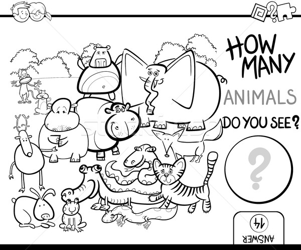 count the animals for coloring Stock photo © izakowski
