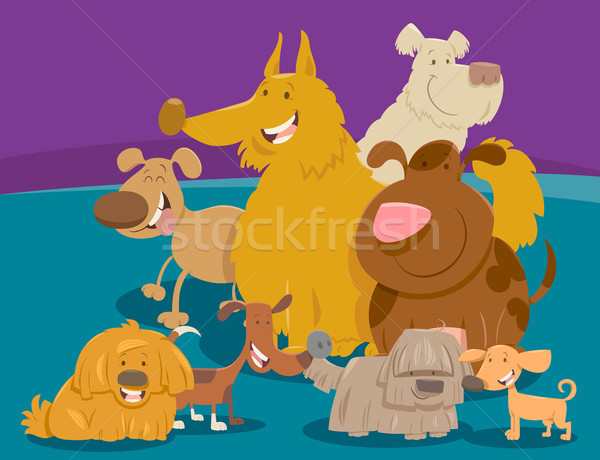 dogs and puppies cartoon animals group Stock photo © izakowski