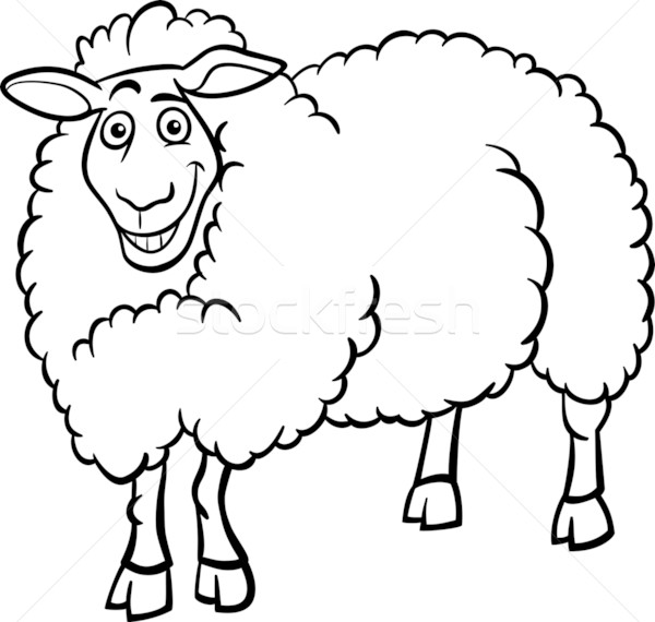 farm sheep cartoon for coloring book Stock photo © izakowski