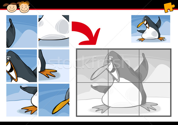 cartoon penguin jigsaw puzzle game Stock photo © izakowski