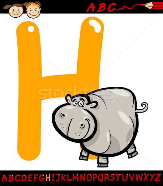letter h for hippo cartoon illustration Stock photo © izakowski
