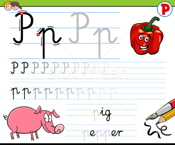 how to write letter P worksheet for kids Stock photo © izakowski