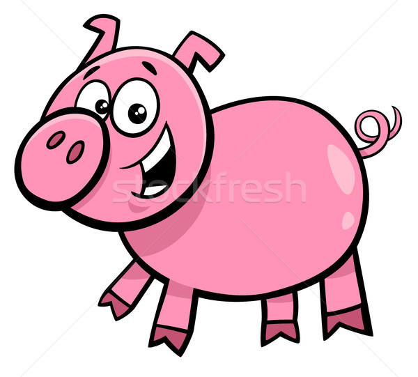 Schwein Ferkel Zeichen Karikatur Illustration funny Stock foto © izakowski