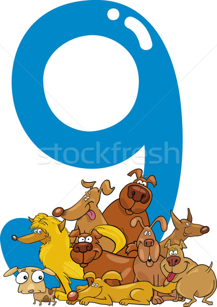 number nine and 9 dogs Stock photo © izakowski