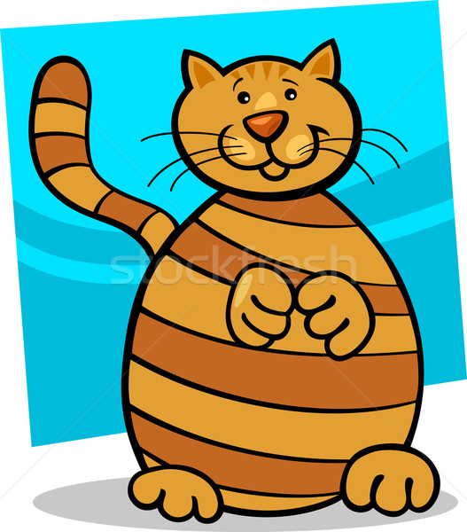 Geel kat cartoon illustratie cute Rood Stockfoto © izakowski