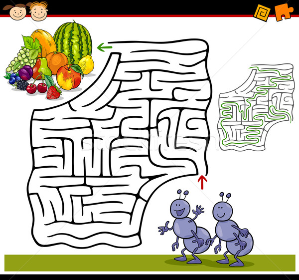 Cartoon labirinto labirinto gioco illustrazione istruzione Foto d'archivio © izakowski