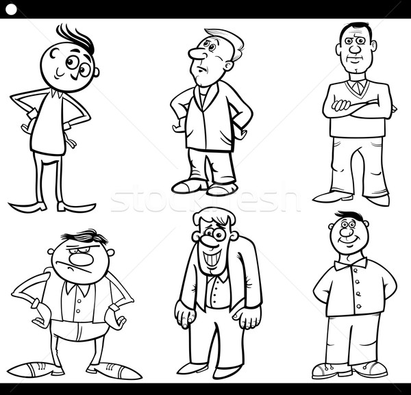 Stock photo: men characters set cartoon illustration