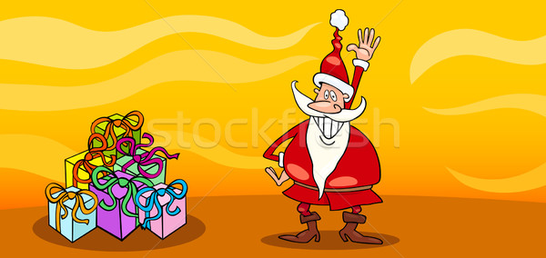 Santa Claus with presents cartoon card Stock photo © izakowski