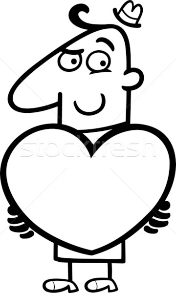 man with valentine cartoon illustration Stock photo © izakowski