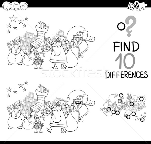 Unterschied Spiel schwarz weiß Karikatur Illustration Stock foto © izakowski