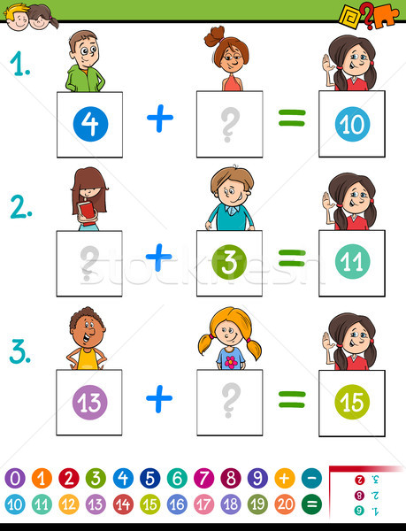 maths addition educational game with animals Stock photo © izakowski