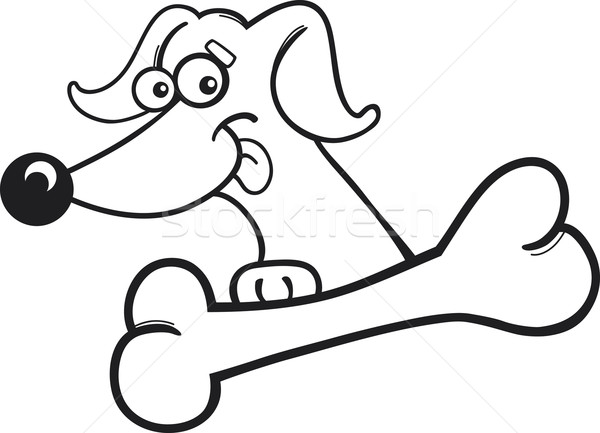Os de chien livre de coloriage illustration heureux noir drôle Photo stock © izakowski