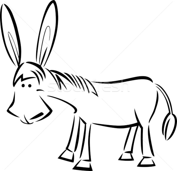 cartoon illustration of donkey for coloring Stock photo © izakowski