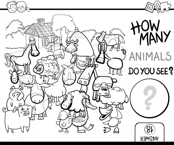 count farm animals for coloring Stock photo © izakowski