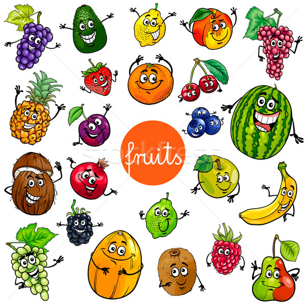 cartoon fruits characters collection Stock photo © izakowski