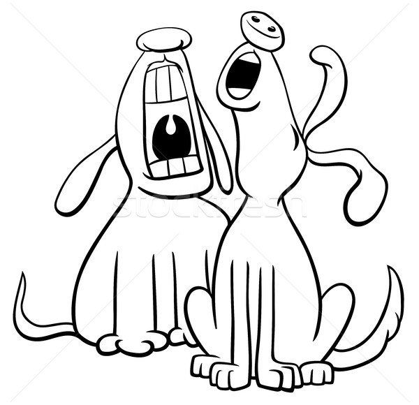 barking or howling dogs cartoon coloring book Stock photo © izakowski