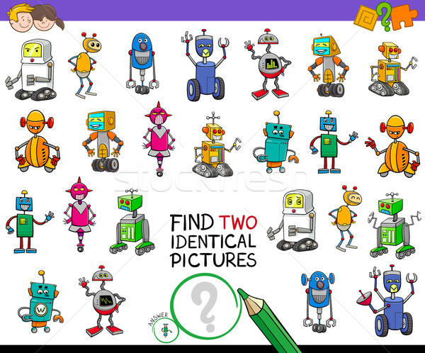 Talál kettő azonos robotok játék gyerekek Stock fotó © izakowski