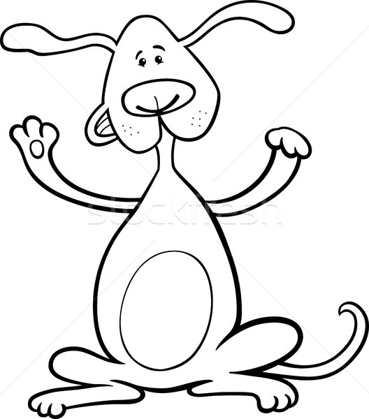 happy playful dog cartoon for coloring book Stock photo © izakowski